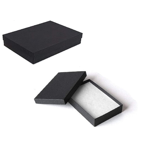 Paquete de 10 cajas de regalo y venta al por menor de joyería de color negro mate rellenas de algodón Tamaño: 7 "x 5" x 1-1/8 "pulgadas por R J Displays