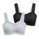 thumbnail image 1 of Gibobby Brasier deportivo para mujer Sujetador de estilo para mujer 2 uds., almohadilla extraíble para el pecho, ropa interior deportiva diaria(Negro + azul,XL), 1 of 5