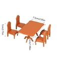 thumbnail image 3 of BESTSKY Miniature Dining Table & Chair Set for Dollhouse,1:12 Scale Wooden Furniture Model 5pcs Doll House Mini Classic Decoration Accessories DIY Hobby Gift (Brown), 3 of 4