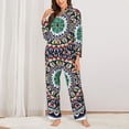 thumbnail image 2 of Fotbe Colorful With Blue Oriental Conjunto de Pijama de Manga Larga para Mujer con Estampado, Ropa de Dormir de 2 Piezas, Conjunto de Casa Suave y Cómodo con Bolsillos-Medium, 2 of 7