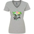 thumbnail image 3 of Inktastic He is Risen Floral Print Cross with Beautiful Flowers Women's V-Neck T-Shirt, 3 of 5