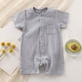 thumbnail image 2 of Wxirdiow Baby Boy Jumpsuits Unisex Baby Cotton Romper Boys Short Sleeve One-Piece Jumpsuit Infant Snap Up Bodysuits Summer Outfits Grey Size,3-6 Months, 2 of 5