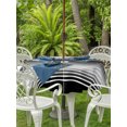 thumbnail image 2 of Outdoor Tablecloth with Umbrella Hole & Zipper, Black Striped Round Tablecloth 54 Inch, Modern Farmhouse Striped Minimalist Patio Table Cover Waterproof Table Cloth for Picnic/Party, 2 of 7