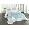 thumbnail image 3 of Ambesonne Leaf Quilted Bedspread Set 3 Pcs, Paisley Motif Bohem Art, Queen Size, Pale Blue Lilac, 3 of 5