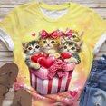 thumbnail image 5 of Xdegoge Womens Valentines Top Short Sleeve Crew Neck Pullover Cute Playful Valentine Prints Tops Casual Loose Plus Size Pullovers, 5 of 6