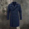 thumbnail image 6 of uublik Mens Trench Coat Navy Long Sleeve Classic Overcoat Open Front Cardigan Jacket, 6 of 6