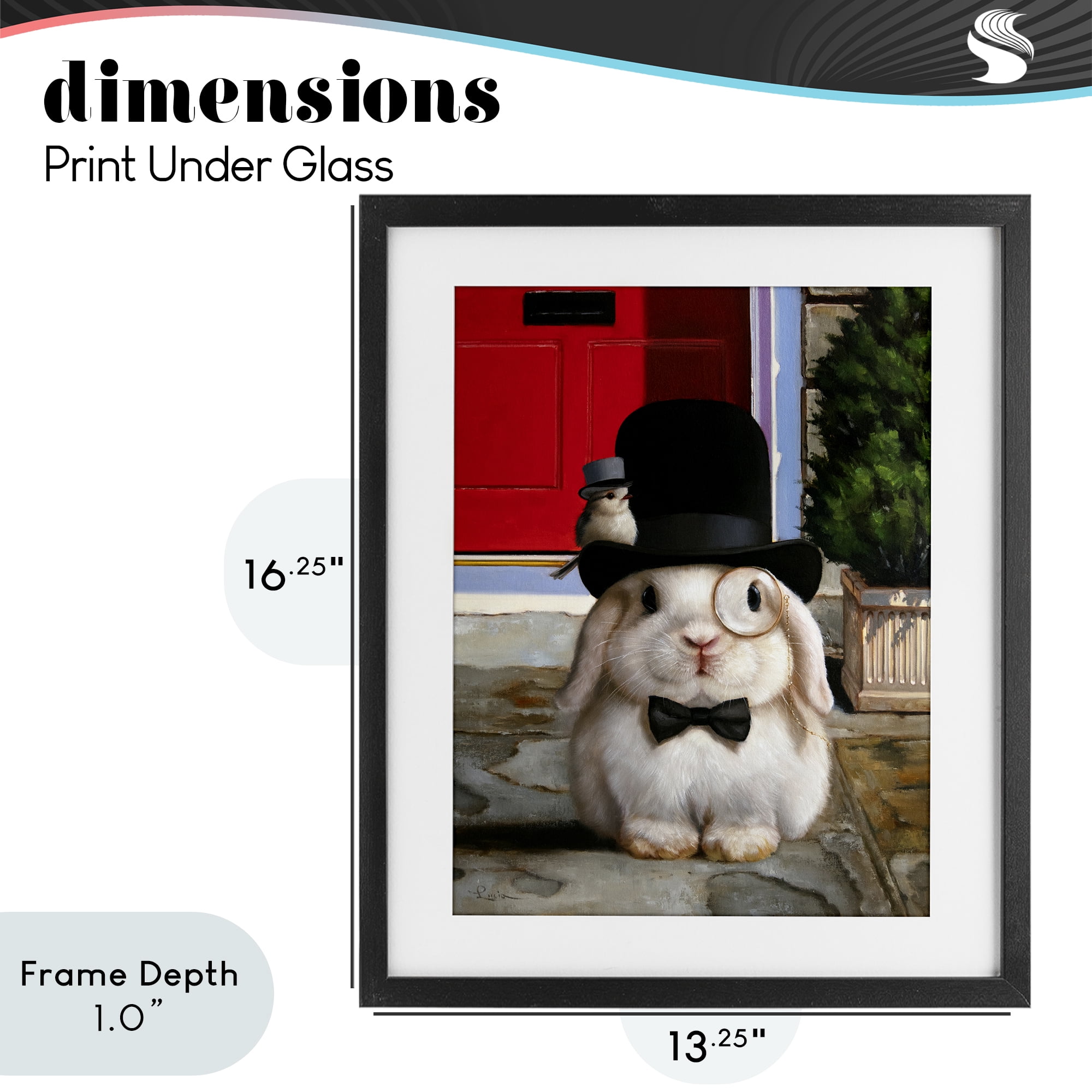 Stupell Industries Lord Bunbury Rabbit Black Framed Print Under Glass, design by Lucia Heffernan