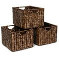 thumbnail image 2 of BirdRock Home Storage Shelf Baskets Abaca Seagrass Wicker Baskets with Handles - Set of 3 - Brown Wash, 2 of 7