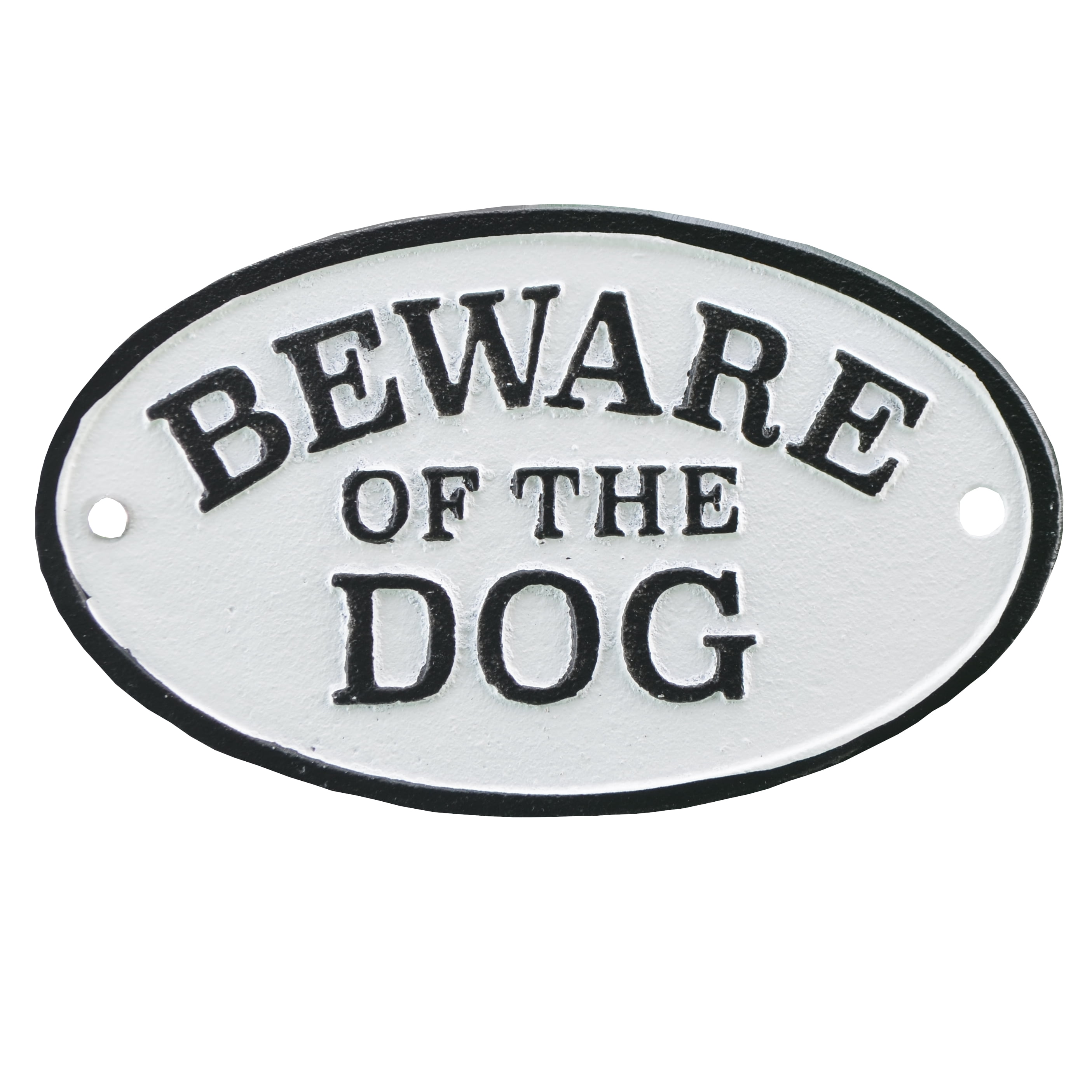 Flag Emotes Beware of the Dog Cast Iron Plaque Sign White with Black ...