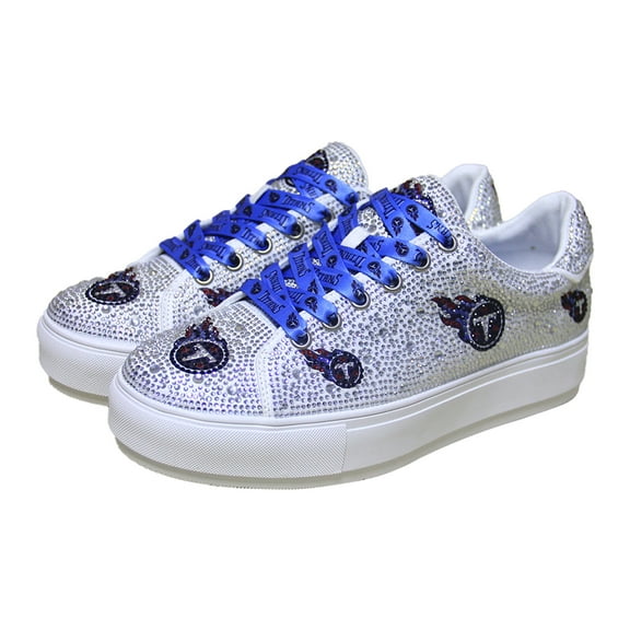 Women's Cuce White Tennessee Titans Crystal Team Logo Sneakers