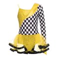 thumbnail image 3 of YiZYiF Race Car Driver Tutu Dress For Girls Long Sleeve Checkered Racer Jumpsuit Racing Unitard Gold 6, 3 of 5