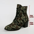 thumbnail image 6 of Rokment Camo Dress High Heel Combat Boots for Women Fall Winter Pointed Toe Chunky Heeled Mid Calf Ankle Booties, 6 of 6