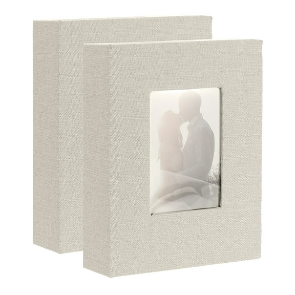 Uxcell Photo Album, 4 x 6 Linen Cover Small Book for 100 Pockets Hold 100 Pictures for Wedding Family Anniversary, Beige