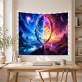 thumbnail image 5 of Seated Figure Within a Split Cosmic Portal, Serene Surreal for Space Lovers, Dual World Art, Housewarming Gift, Tapestry Wall Hanging for Meditation Room and Bedroom, 5 of 7