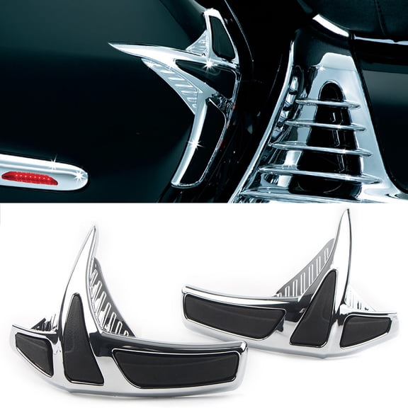NS Motorbike Sddlebag Front Scuff Protectors Cover Decor Trims for Goldwing GL1800 2001-2011, Silve