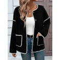 thumbnail image 6 of Cropped Cardigan Sweaters for Women Fall Dressy Casual Long Sleeve Button Down Knit- Jacket Outwear Black L, 6 of 9