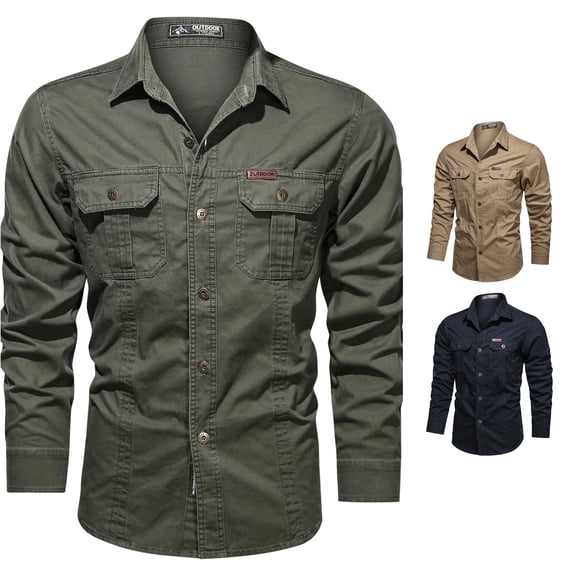 Men Shirts Outdoor Washed Long Sleeve Men's Shirts for Everyday Comfort and Performance on All Adventures on Platform end start# s# Men Shirts Platform Green 3XL