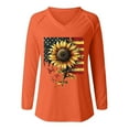 thumbnail image 5 of Bovemsi Women's Fashionable Casual V Neck Sunflower Print Long Sleeve Top T Shirt, Orange Summer Women's Long Sleeve T-Shirts, S, 5 of 5