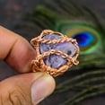 thumbnail image 2 of Natural Russian Charoite Gemstone Copper Wire Wrap Gift Ring Size 7.5, 2 of 4