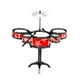 thumbnail image 1 of Batería para niños, batería de jazz para niños pequeños con baquetas y platillos, juguetes musicales para jugar 5 pads de batería rojos, 1 of 7