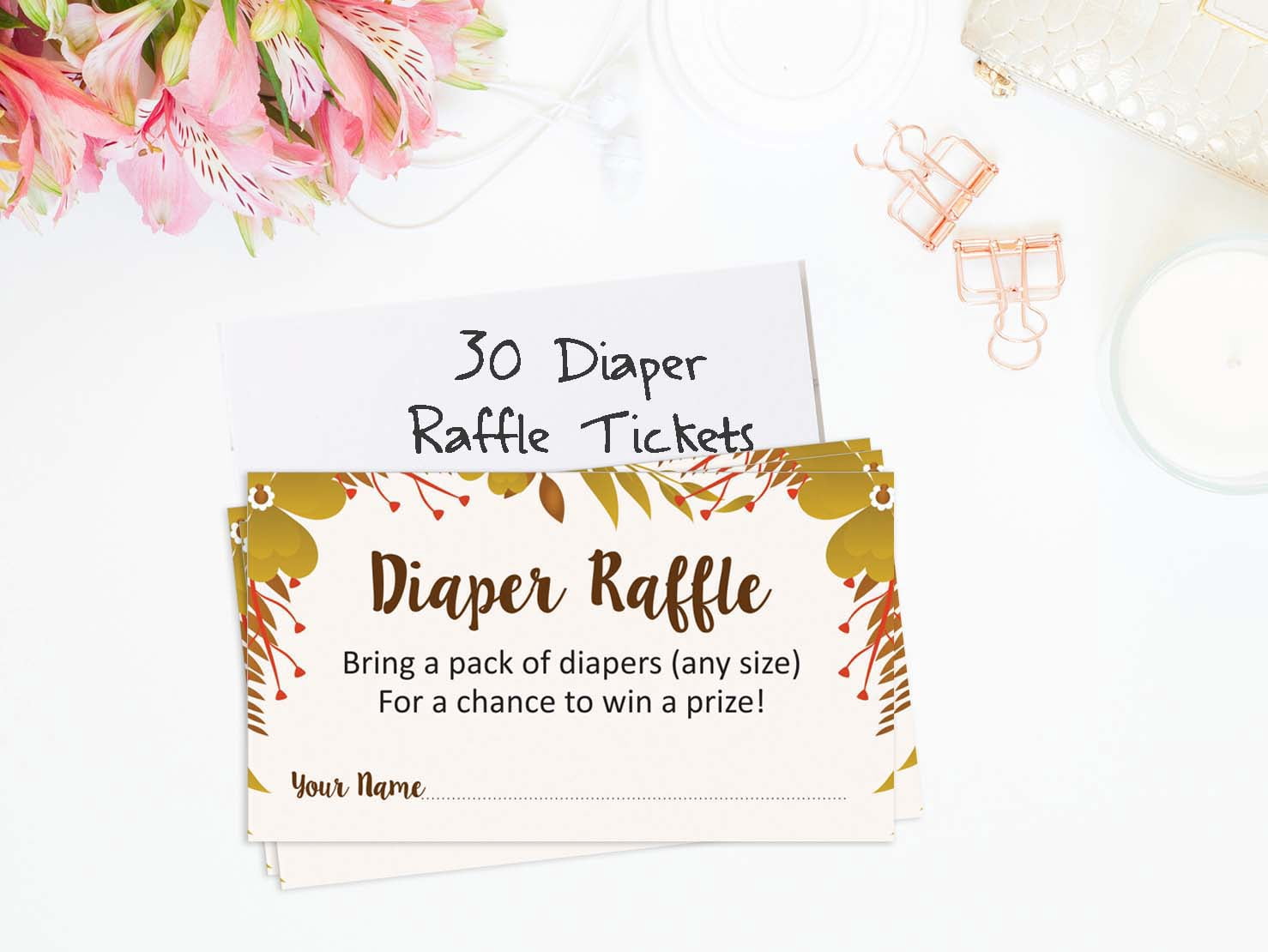 Inkdotpot 30Baby ShowerDiaper Raffle Ticket Lottery Insert Cards Supplies Games For Baby Shower Party Jungle Animals Bring A Pack Of Diapers To Win Favors Gifts And Prizes