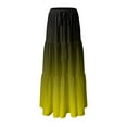 thumbnail image 4 of YDFCWXW Women's Boho Maxi Skirt A-Line Flowy Ruffle Tiered Elastic High Waist Beach Long Skirts with Pockets Yellow, L, 4 of 5