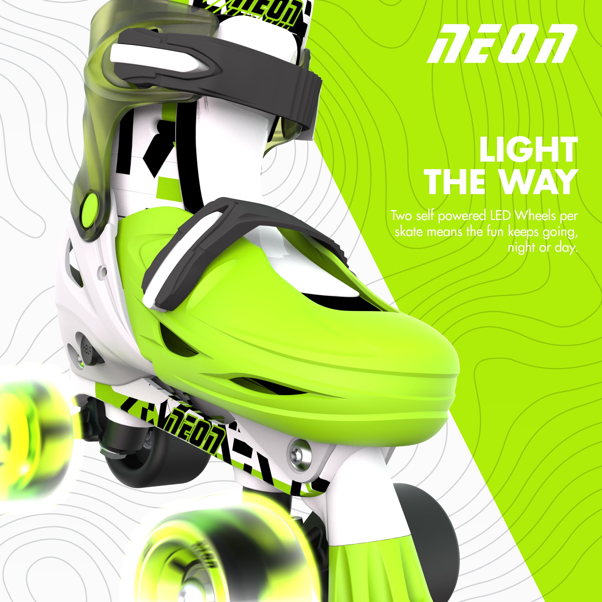Yvolution 2in1 Inline Skates and Quad - Girls and Boys Kids Skates, Size 3-6, One Pair, Goteki Green
