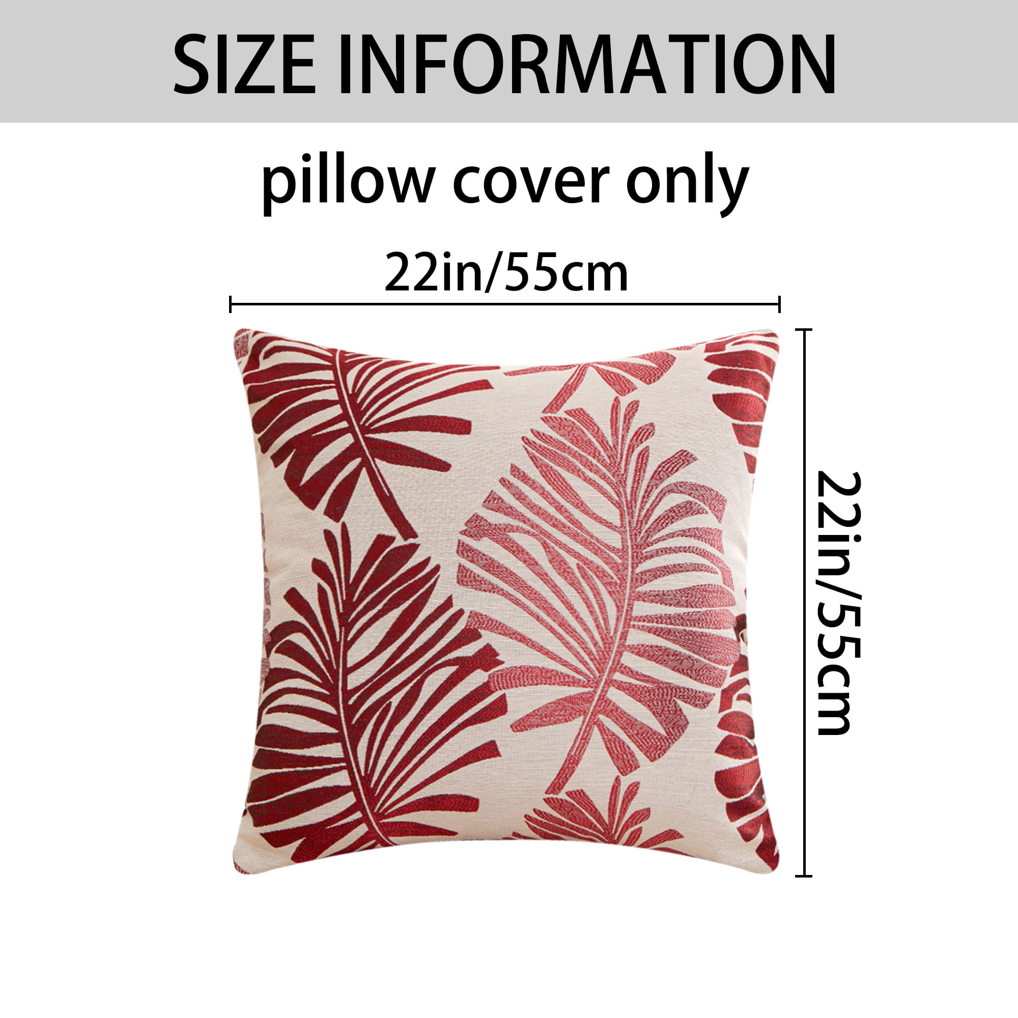Unique Bargains Pack of 2 Soft Palm Leaf Pattern Cushion Case Red 22" x 22"