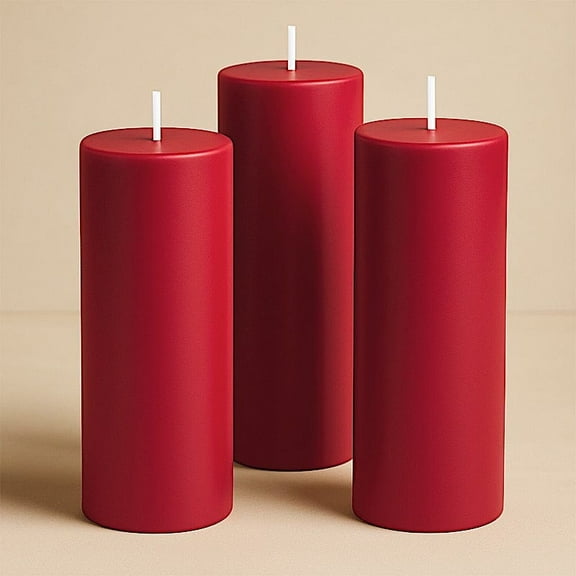 Balsa Circle 6 Red 3x9 in Dripless Round Unscented Pillar Candles Party Wedding Reception Centerpieces Event Home Decorations Supplies