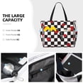 thumbnail image 3 of Zufioo Ladybugs Of Black And White Checkers Print Large Capacity Beach Travel Bag, Zippered Pocket Foldable Hand-held Shoulder Beach Bag, 3 of 7