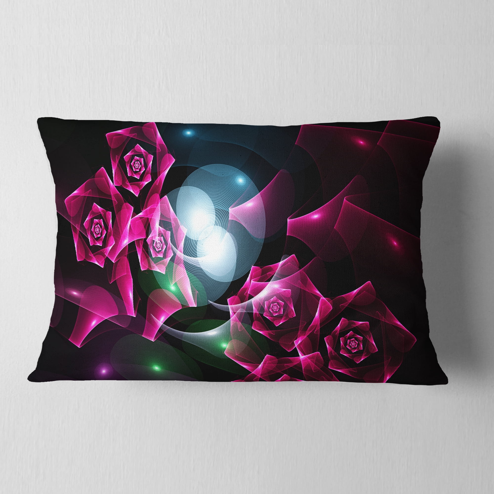Designart Pink Bouquet of Beautiful Roses - Abstract Throw Pillow - 12x20