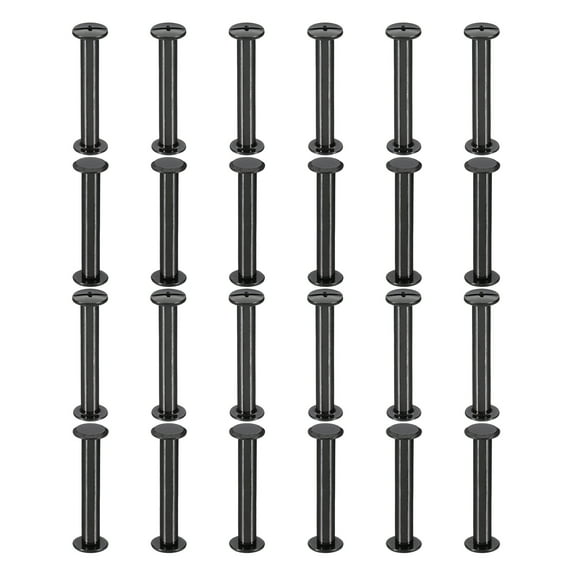 24 Sets Chicago Screws, 35mm L Galvanized Iron Chicago Screw Phillips Binding Post Screw Rivets for Leather Belt Scrapbook Photo Albums, Black