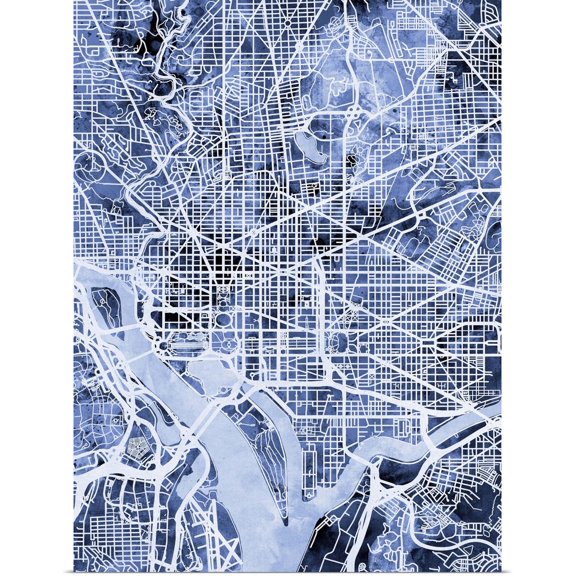 Great BIG Canvas | Rolled Michael Tompsett Poster Print entitled Washington DC Street Map