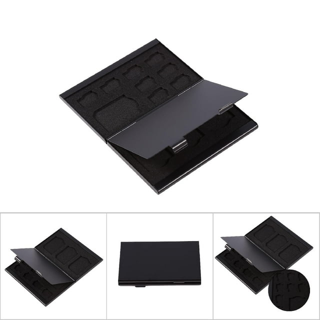 12 Slots Aluminum Storage Box Case For Card TF Card Memory Card Holder Durable Lightweight Portable Organizer For Photographers Videographers Black Silver Red