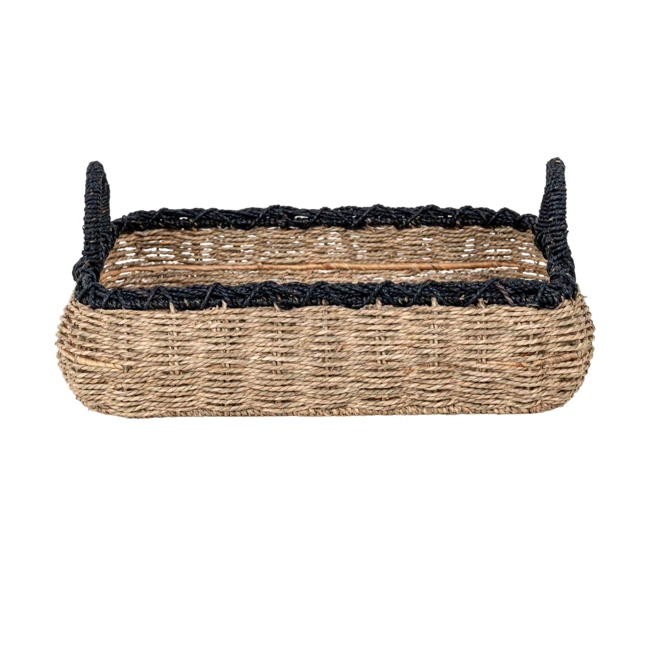 (2 pack) Better Homes & Gardens Seagrass Tray Storage Basket with Handles