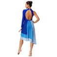 thumbnail image 3 of iiniim Women Lyrical Performance Asymmetrical Split Leotard Dress Modern Dance Costume Blue L, 3 of 7