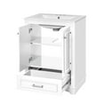 thumbnail image 3 of Modern 24" Bathroom Vanity, Ceramic Sink, Adjustable Drawers, Construction, Clean Lines Storage Cabinet With Basin, Sleek Design, Shelf Levels, White Finish, 3 of 7