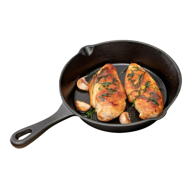 Met Lux Round Black Cast Iron 8'' Fry Pan - Pre-seasoned - 1 count box