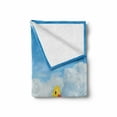 thumbnail image 2 of Rubber Duck Soft Flannel Fleece Blanket, Little Duckling Toy Swimming in Pond Pool Sea Sunny Day Floating on Water, Cozy Plush for Indoor and Outdoor Use, 60" x 80", Blue and Yellow, by Ambesonne, 2 of 6