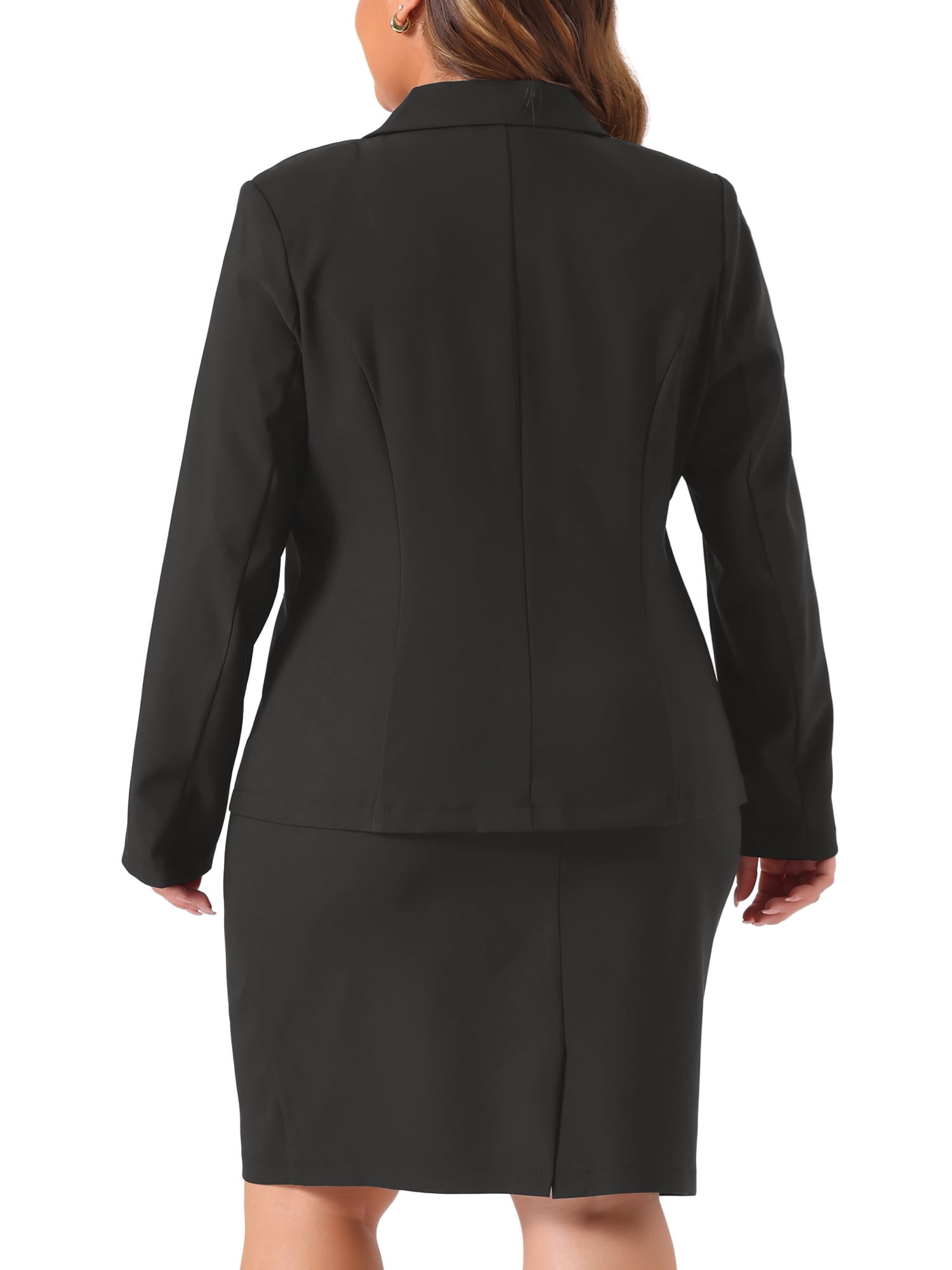 DARING DIVA Women's Plus 2 Pcs Notched Lapel Outfits Business Casual Suit Sets 1X Black