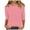 Pink, variant on Western Shirts for Women Plus Size 3/4 Length Sleeve Tops Crew Neck Solid Color Blouses Fall Elbow Tshirts Petite Loose Fit Tunic Tops White XL