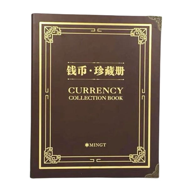 Álbum de billetes de papel, 30 páginas, billetes, 180 compartimentos, soporte para monedas, 6 ranuras, mangas de hojas sueltas, colector de Cuadernos de escritura y cuadernos de bocetos Marrón