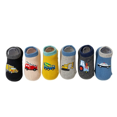 

NIUREDLTD Children Non Slip Floor Socks Baby Cartoon Cotton Socks Boy Car Socks Socks（3pcs） Size M