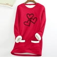 thumbnail image 2 of fheaev Fleece Sweatshirt for Women Winter Warm Lined Printed Tunic Top Thermal Fleece Crew Neck Long Sleeve Pullover Winter Warm Underwear Blouses, 2 of 4