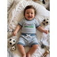 thumbnail image 6 of BemeyourBBs Baby Boys Girls Football Birthday Outfits 1st Years Old Birthday Clothes Short Sleeve Soccer Embroidery Striped Romper Top with Pockets Shorts 2Pcs Set Infant Baby Boy Girl Summer Clothes, 6 of 9