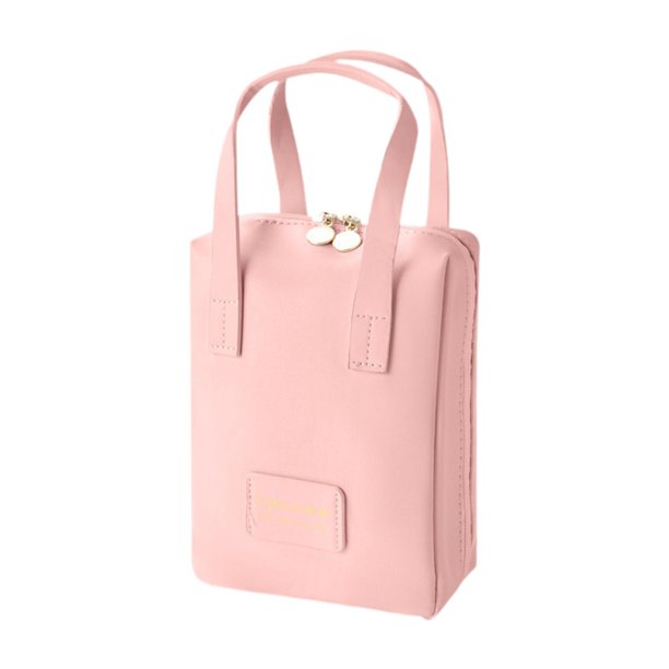 Organizador de maquillaje de viaje Pouch Pouch Bolsa de almacenamiento impermeable Gran capacidad con divisor Rosa
