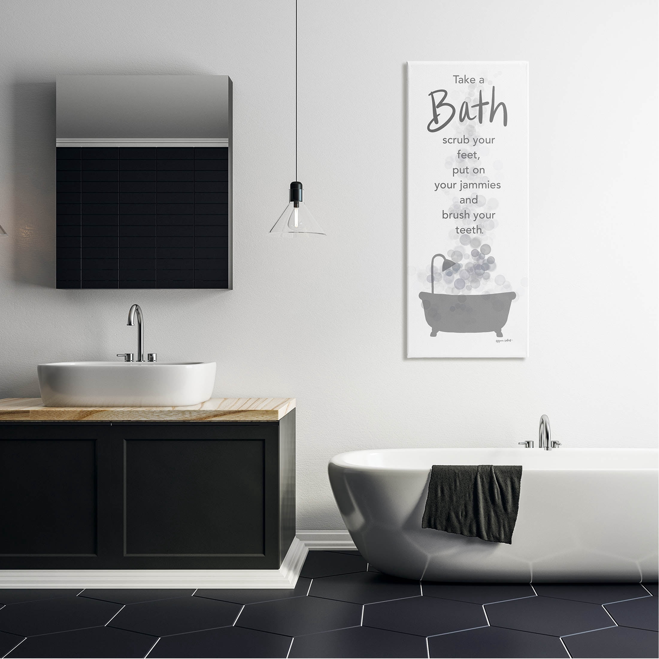Stupell Industries Kids Bathroom Nighttime Routine List Graphic Art Gallery Wrapped Canvas Print Wall Art, Design by Anna LaPoint