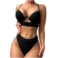 thumbnail image 1 of Traje de baño de 2 piezas para mujer, trajes de baño para mujer, traje de baño de mujer, bikini de color liso con aberturas, 1 of 4