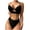 Black, variant on Women V Neck Bikini Sets Hollow Out Two Piece Swimsuits High Waisted Thong Bottoms Bathing Suit Triangle Swimwear,Blue,S