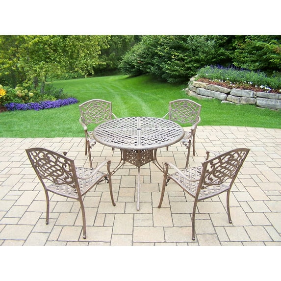 Oakland Living Elite Mississippi Aluminum 5 Piece Round Patio Dining Set
